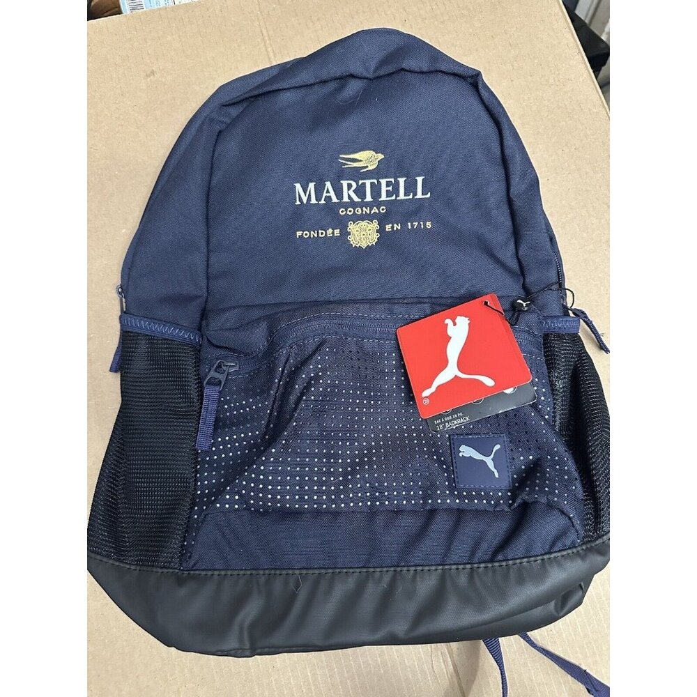 PUMA  X MARTELL COGNAC 18" Backpack Bag- BLUE  & BLACK NWT Embroidery